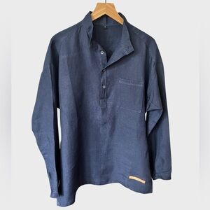 Men’s Hovden formal farm wear Navy Linen Long Sleeve.